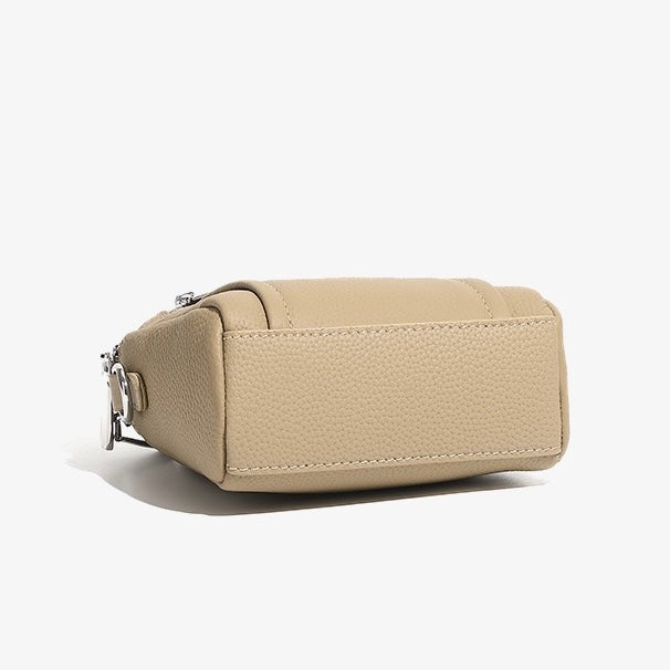 Women's Genuine Leather Mini Phone Crossbody Bag with Zipper