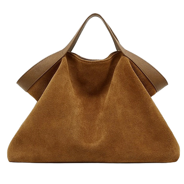 Women's Cowhide Patchwork Tote with Dual Shoulder Straps