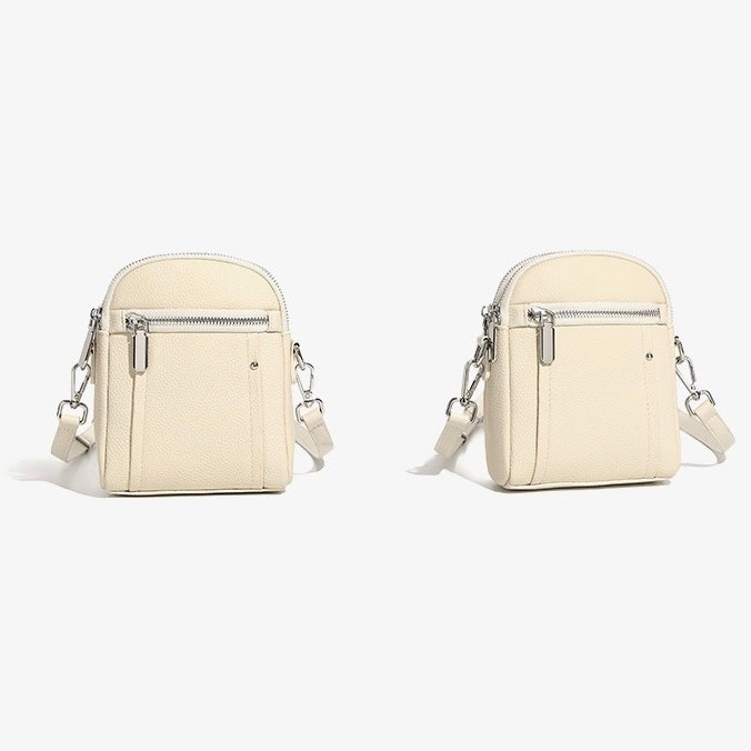 Women's Genuine Leather Mini Phone Crossbody Bag with Zipper