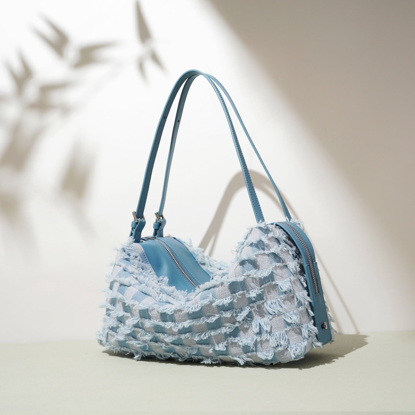 Women's Genuine Leather Denim Patchwork Shoulder Bag