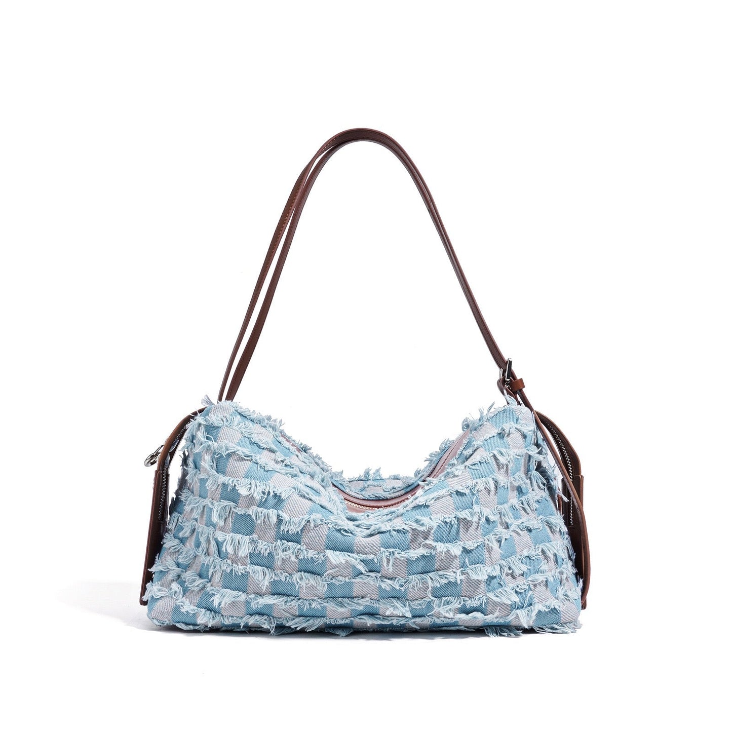 Women's Genuine Leather Denim Patchwork Shoulder Bag