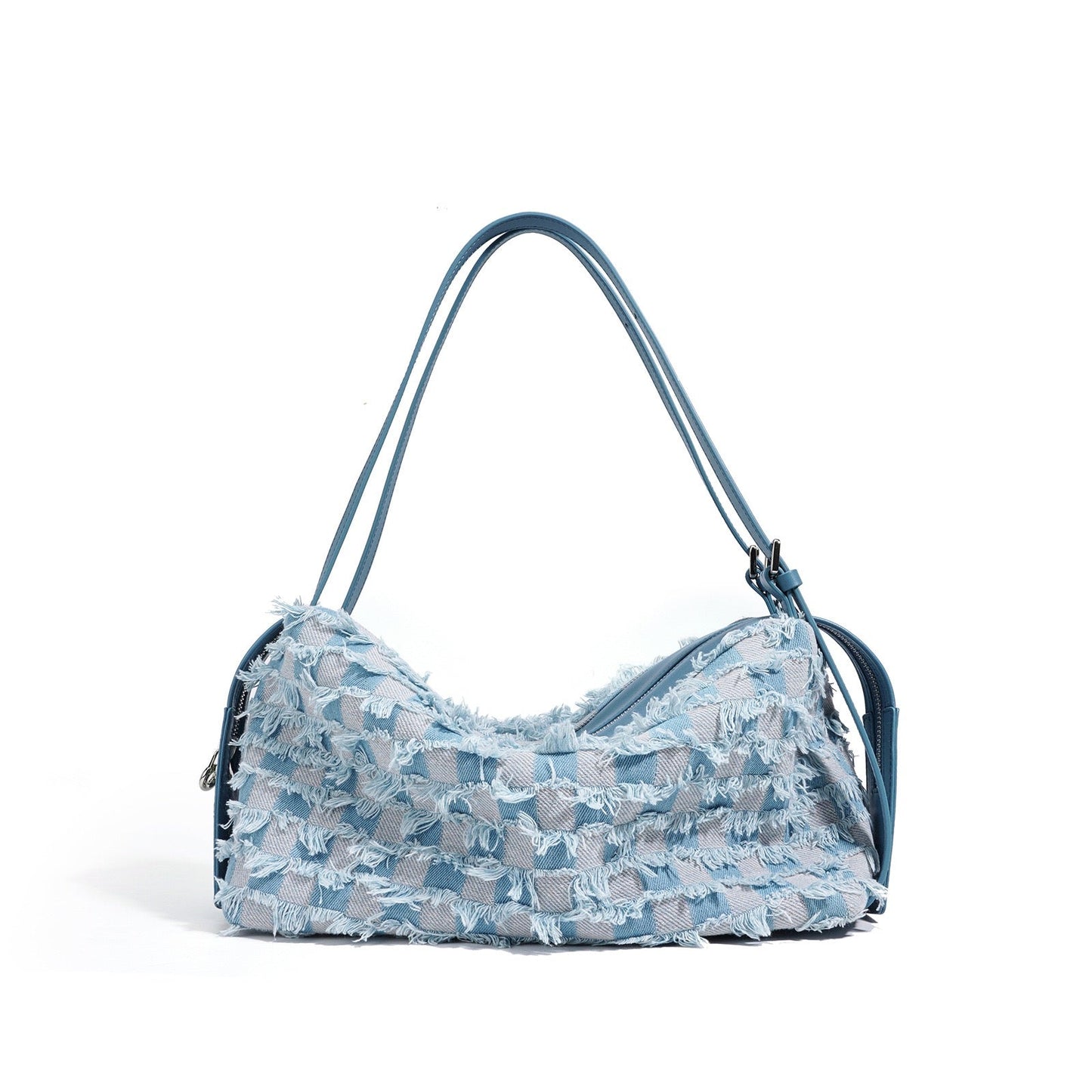 Women's Genuine Leather Denim Patchwork Shoulder Bag
