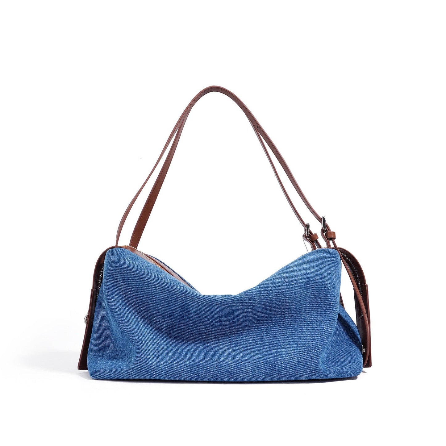 Women's Genuine Leather Denim Patchwork Shoulder Bag