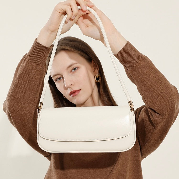 Women's Genuine Leather Minimalist Saddle Tote Bag