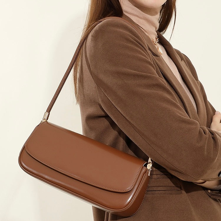 Women's Genuine Leather Minimalist Saddle Tote Bag