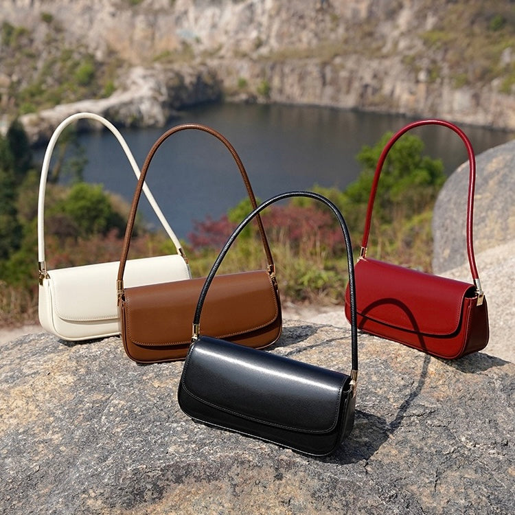 Women's Genuine Leather Minimalist Saddle Tote Bag