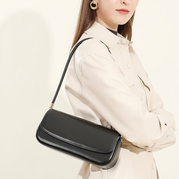 Women's Genuine Leather Minimalist Saddle Tote Bag