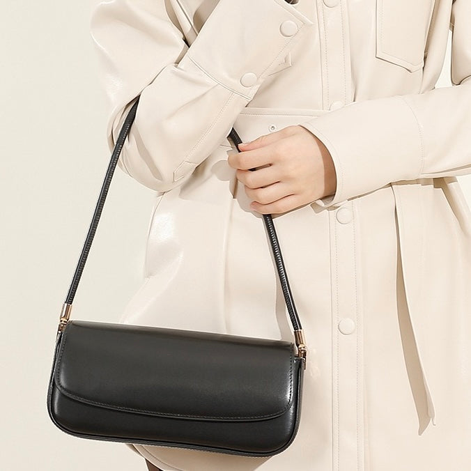 Women's Genuine Leather Minimalist Saddle Tote Bag
