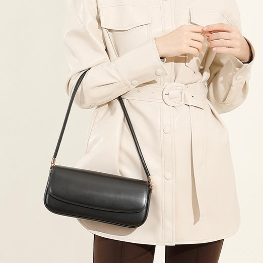 Women's Genuine Leather Minimalist Saddle Tote Bag