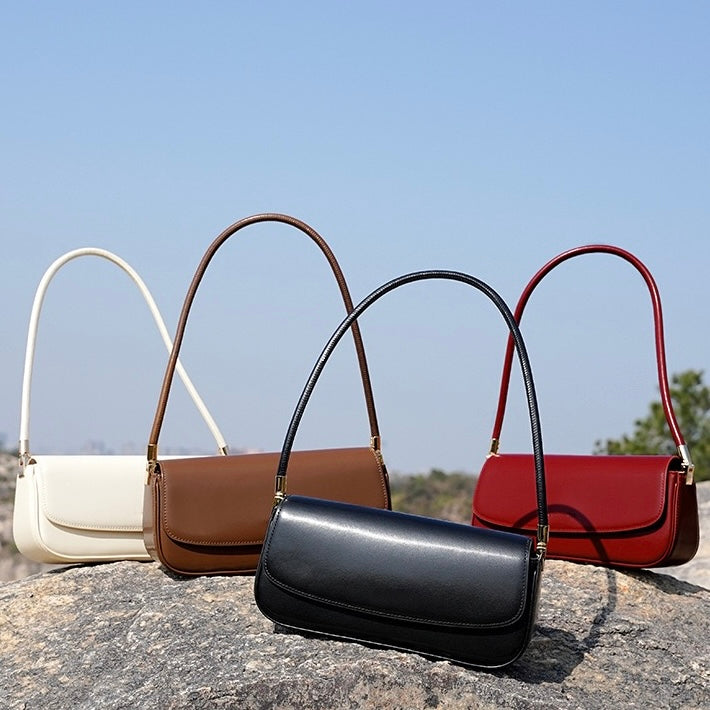 Women's Genuine Leather Minimalist Saddle Tote Bag