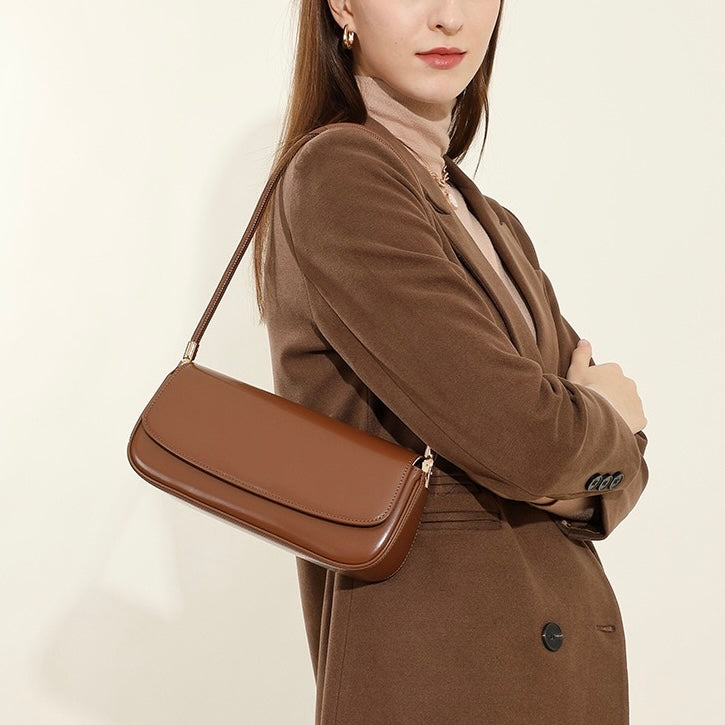 Women's Genuine Leather Minimalist Saddle Tote Bag