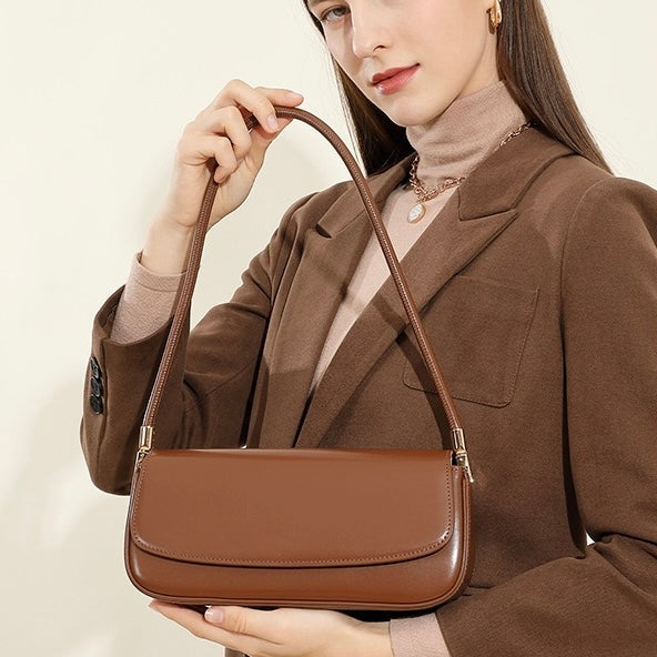Women's Genuine Leather Minimalist Saddle Tote Bag
