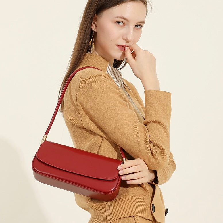 Women's Genuine Leather Minimalist Saddle Tote Bag