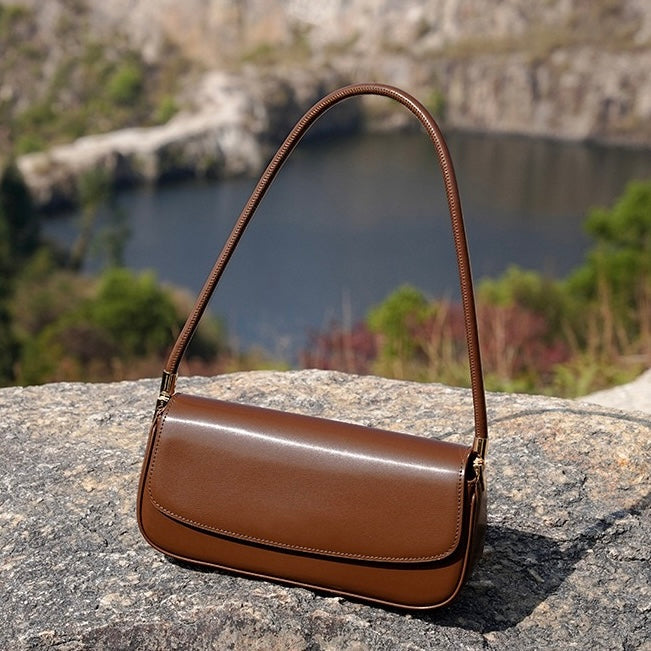 Women's Genuine Leather Minimalist Saddle Tote Bag