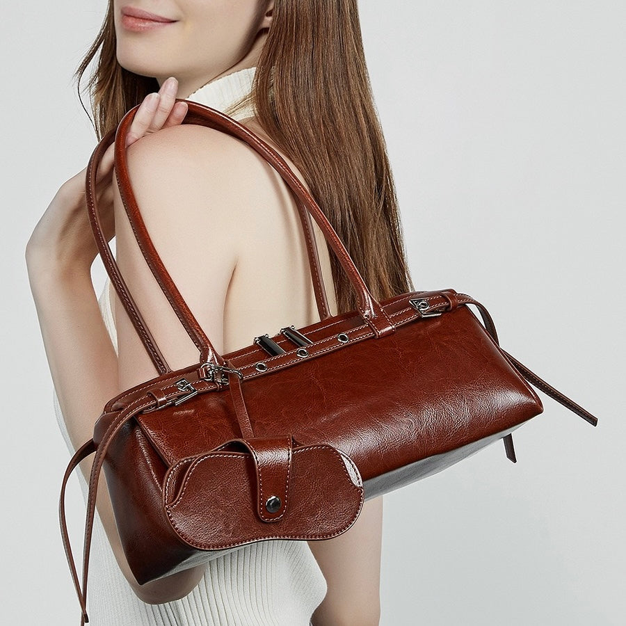 Women's Genuine Leather Vintage Biker Belt Shoulder Bag