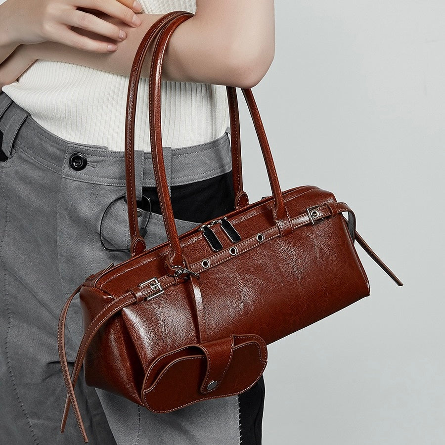 Women's Genuine Leather Vintage Biker Belt Shoulder Bag