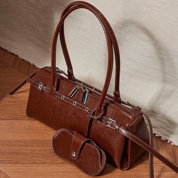 Women's Genuine Leather Vintage Biker Belt Shoulder Bag