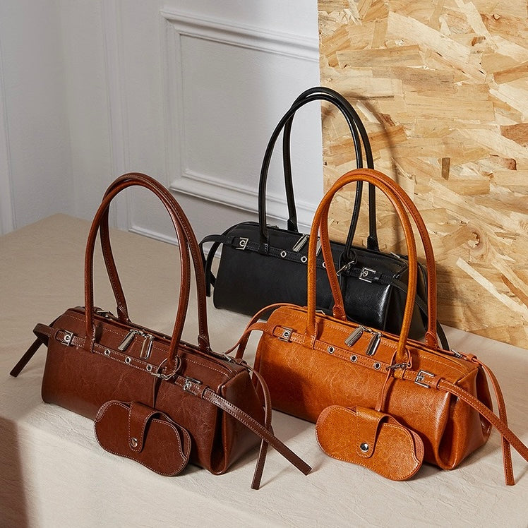 Women's Genuine Leather Vintage Biker Belt Shoulder Bag