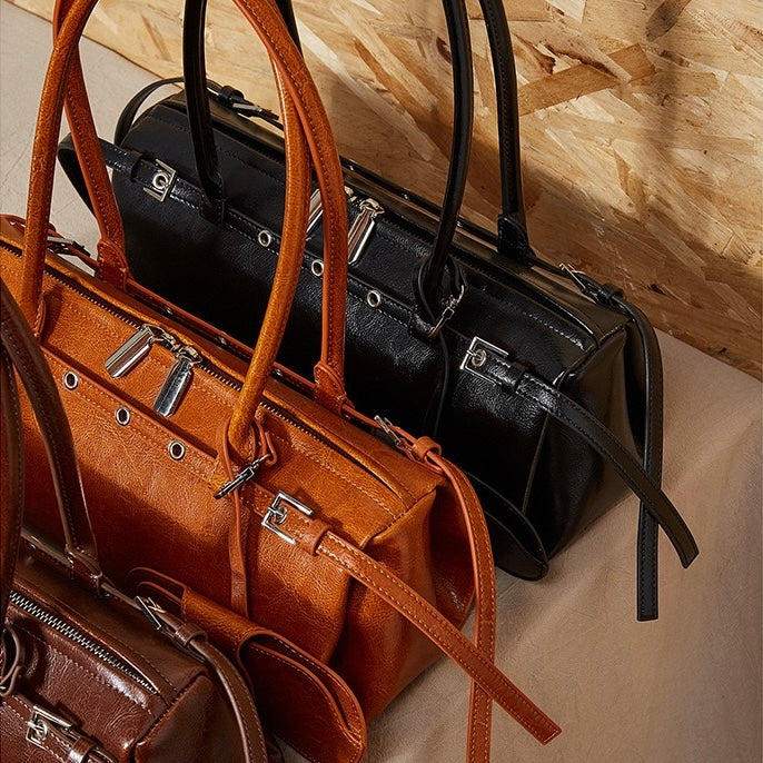 Women's Genuine Leather Vintage Biker Belt Shoulder Bag