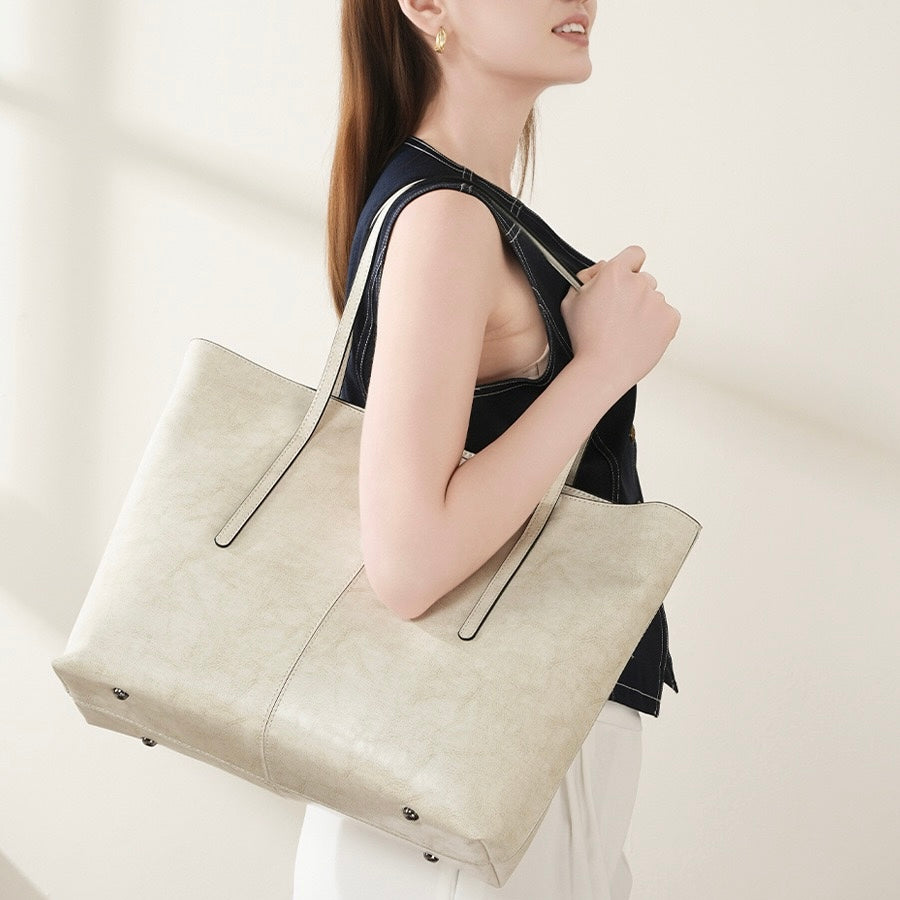 Women's Genuine Leather Large Tote Shoulder Bag