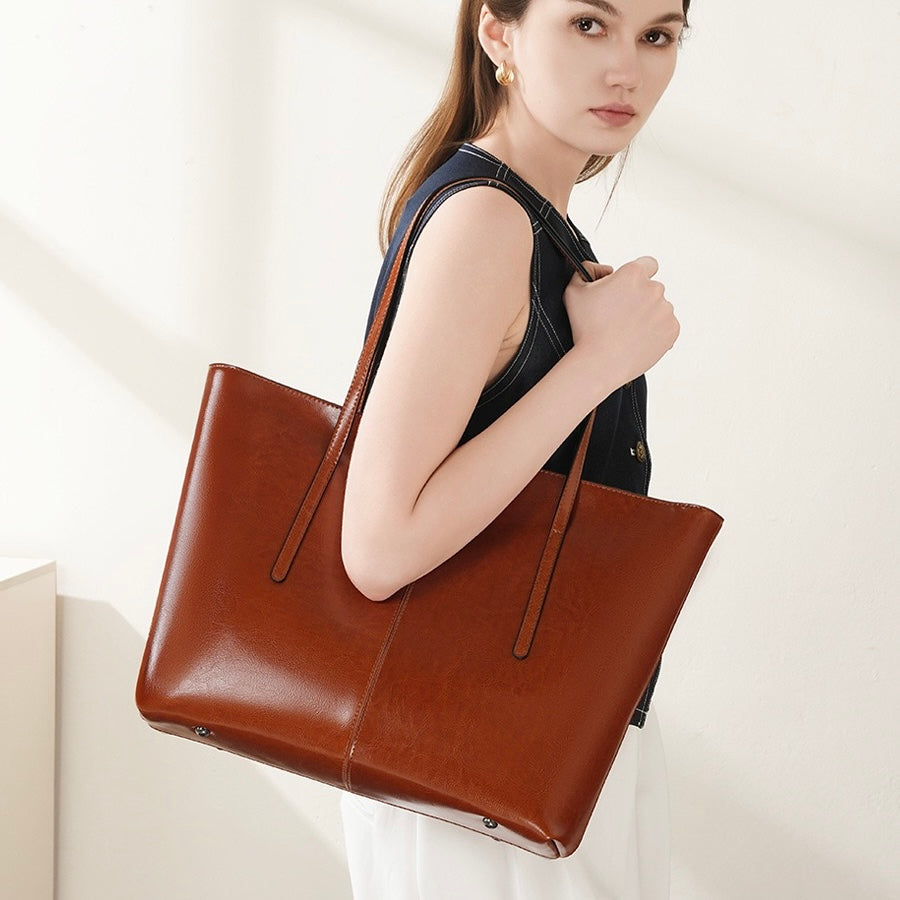 Women's Genuine Leather Large Tote Shoulder Bag