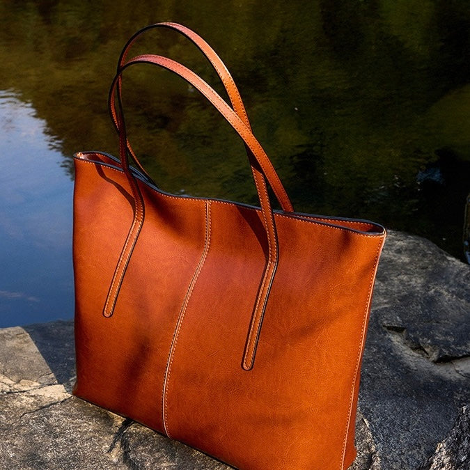 Women's Genuine Leather Large Tote Shoulder Bag