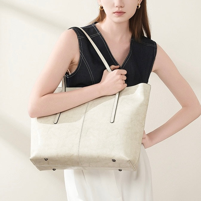 Women's Genuine Leather Large Tote Shoulder Bag