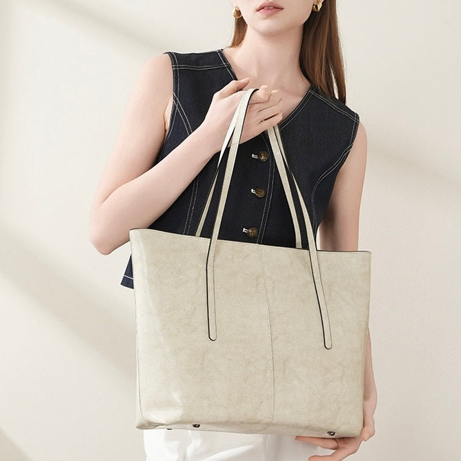 Women's Genuine Leather Large Tote Shoulder Bag