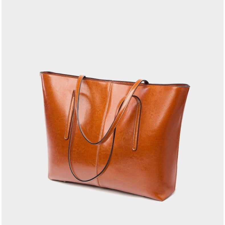 Women's Genuine Leather Large Tote Shoulder Bag