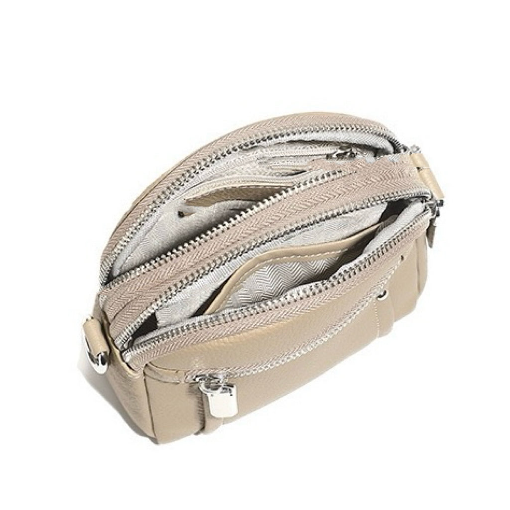 Women's Genuine Leather Mini Phone Crossbody Bag with Zipper