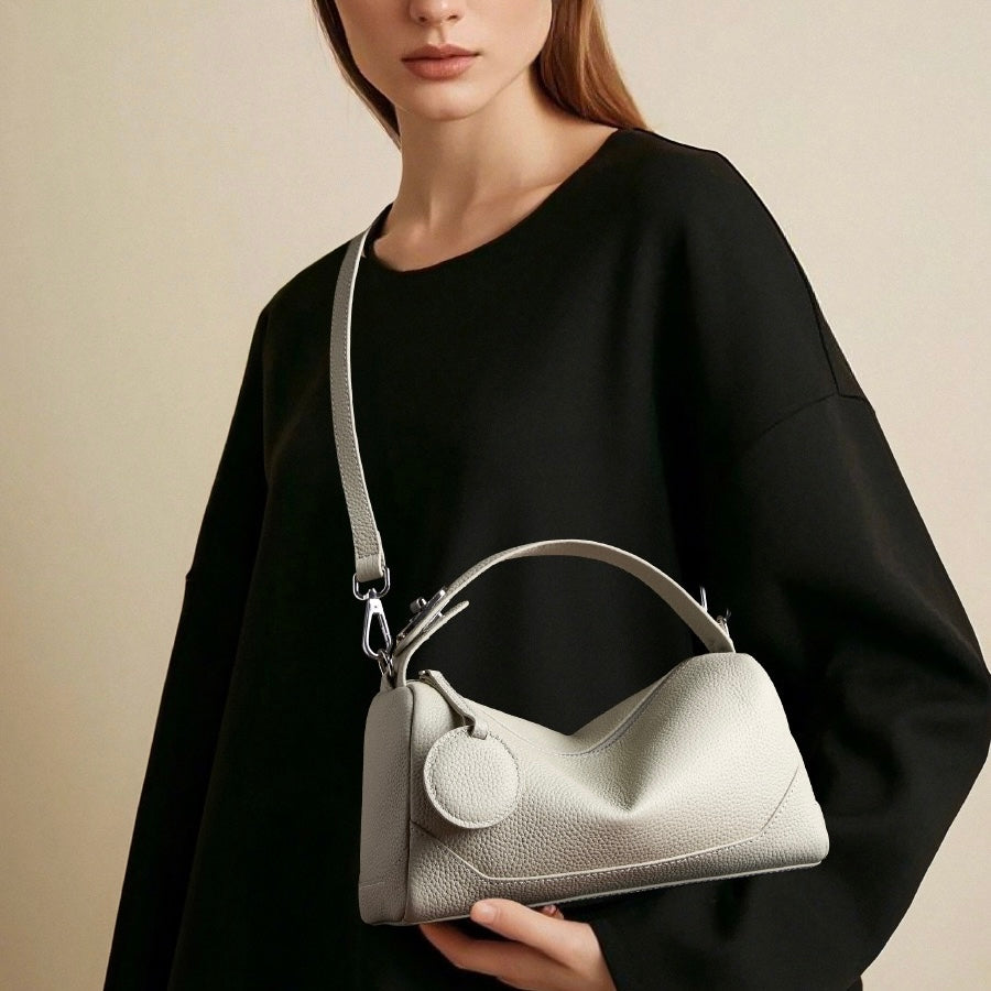 Women's Genuine Leather Small Boston Handbag