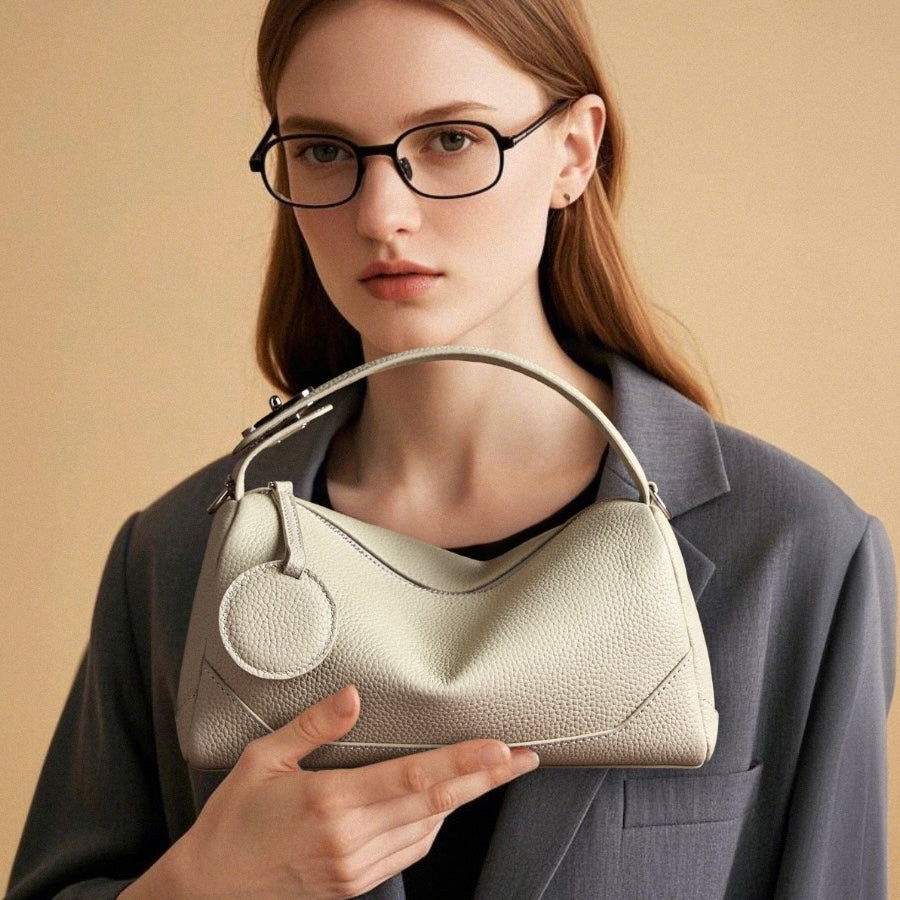 Women's Genuine Leather Small Boston Handbag