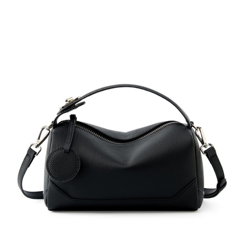 Women's Genuine Leather Small Boston Handbag