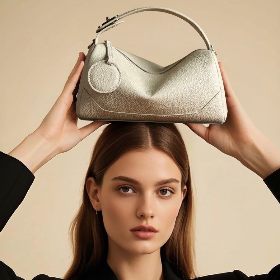 Women's Genuine Leather Small Boston Handbag