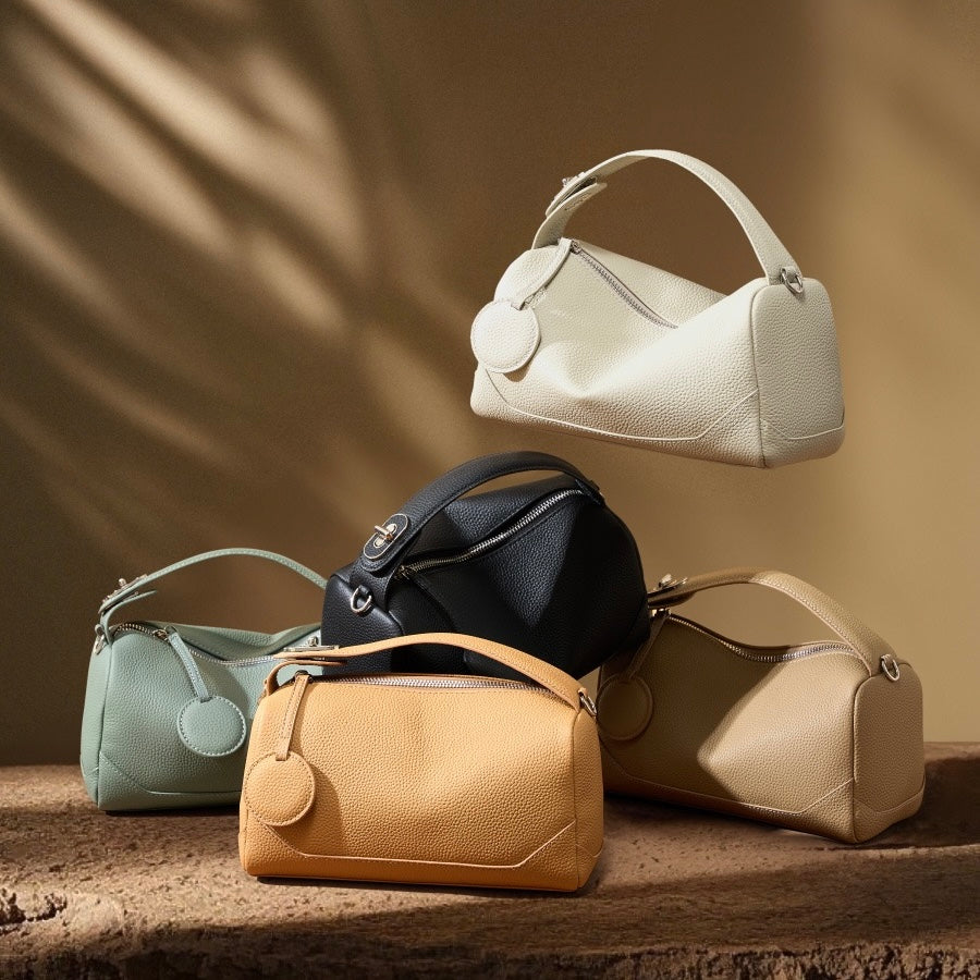 Women's Genuine Leather Small Boston Handbag