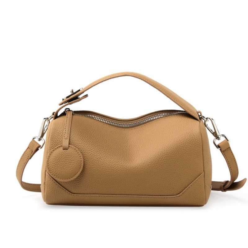Women's Genuine Leather Small Boston Handbag