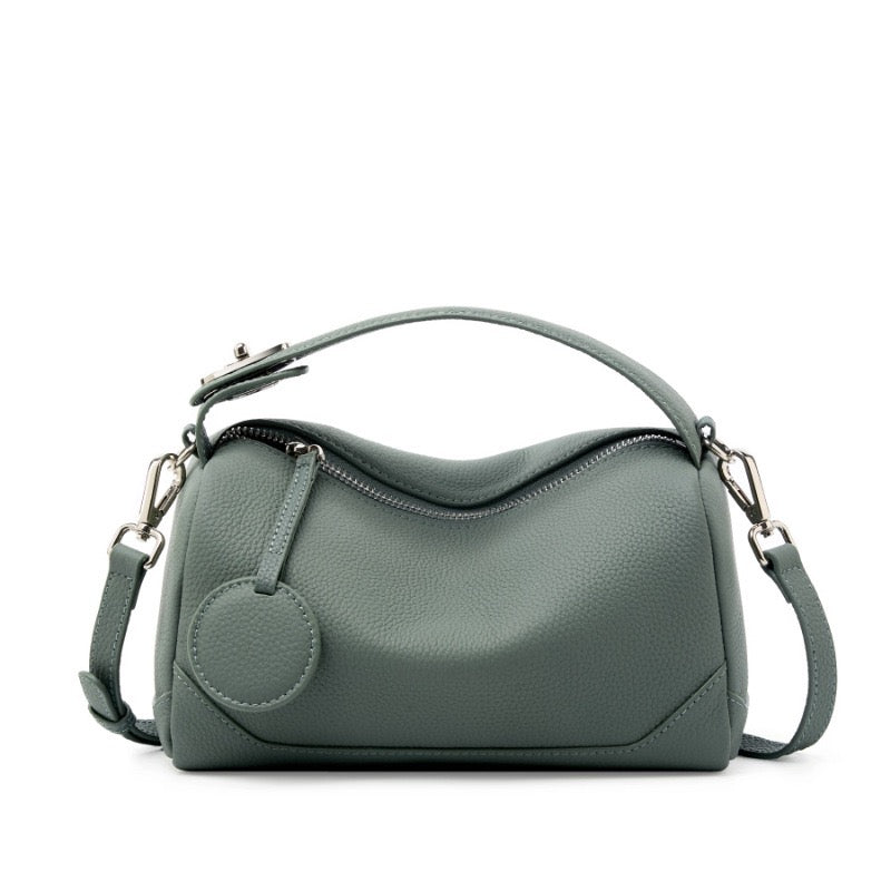 Women's Genuine Leather Small Boston Handbag