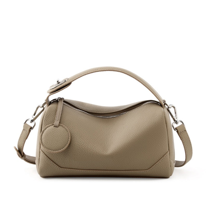 Women's Genuine Leather Small Boston Handbag
