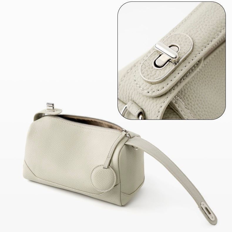 Women's Genuine Leather Small Boston Handbag