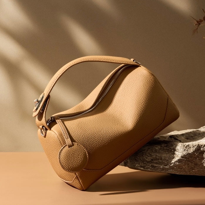 Women's Genuine Leather Small Boston Handbag