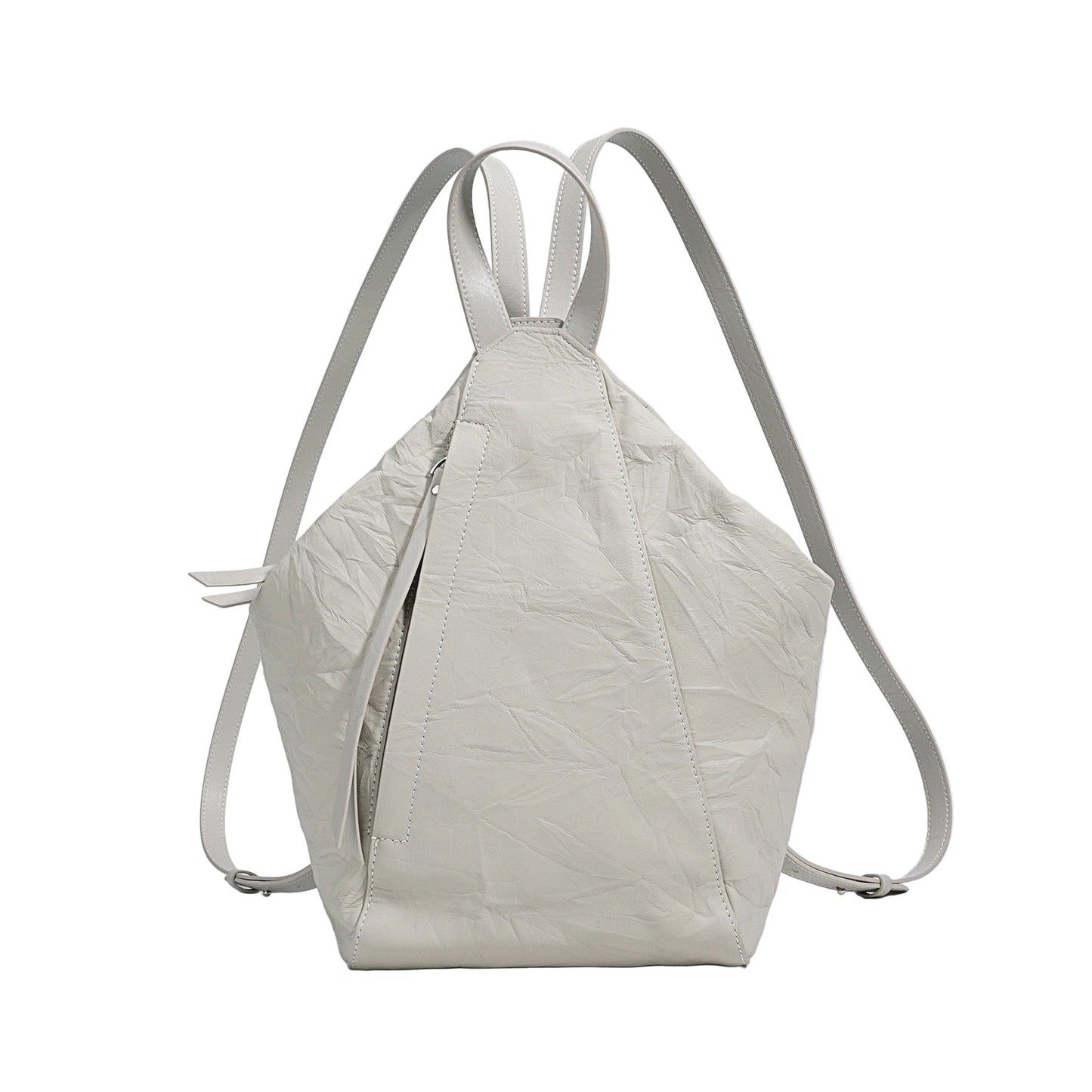 Women's Genuine Leather Pleated Convertible Shoulder Backpack