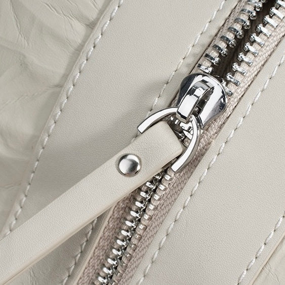 Women's Genuine Leather Pleated Convertible Shoulder Backpack