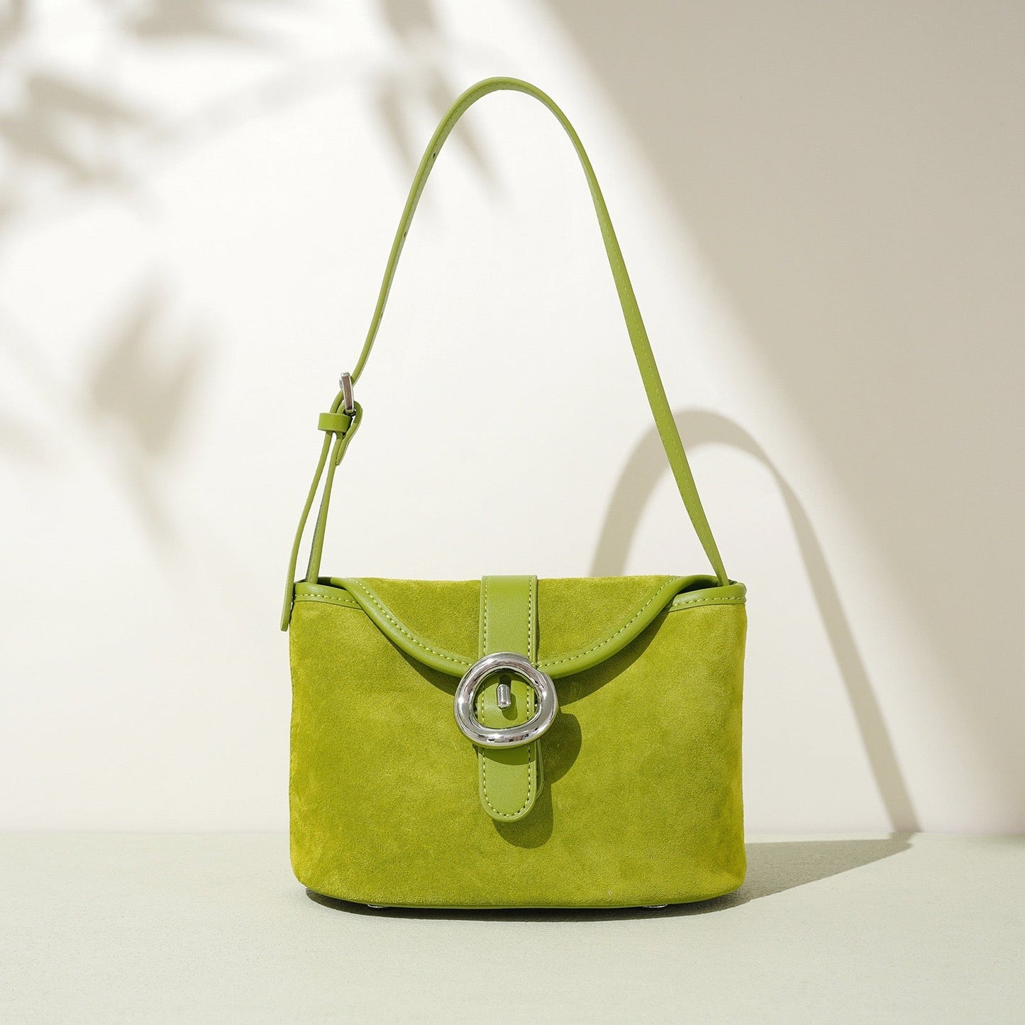 Women's Genuine Leather Colorblock Saddle Crossbody Bag