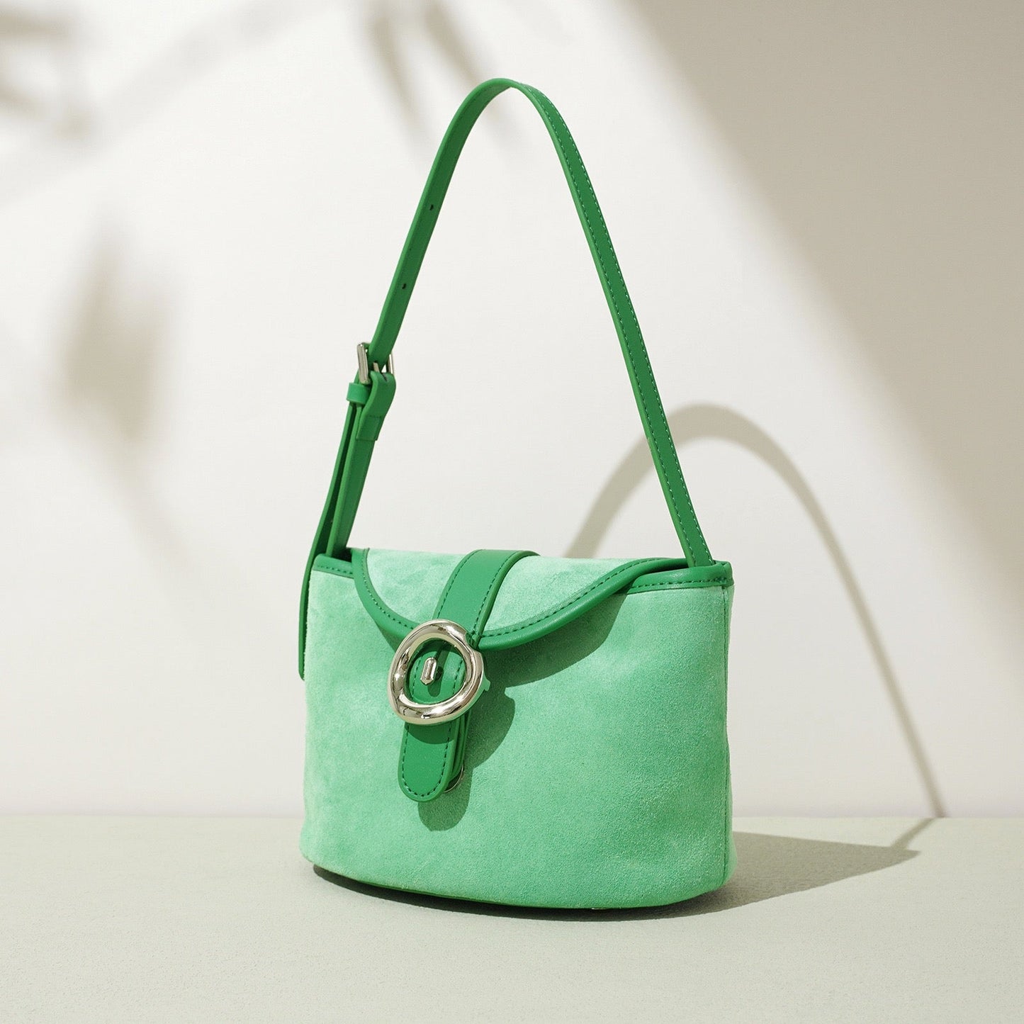 Women's Genuine Leather Colorblock Saddle Crossbody Bag