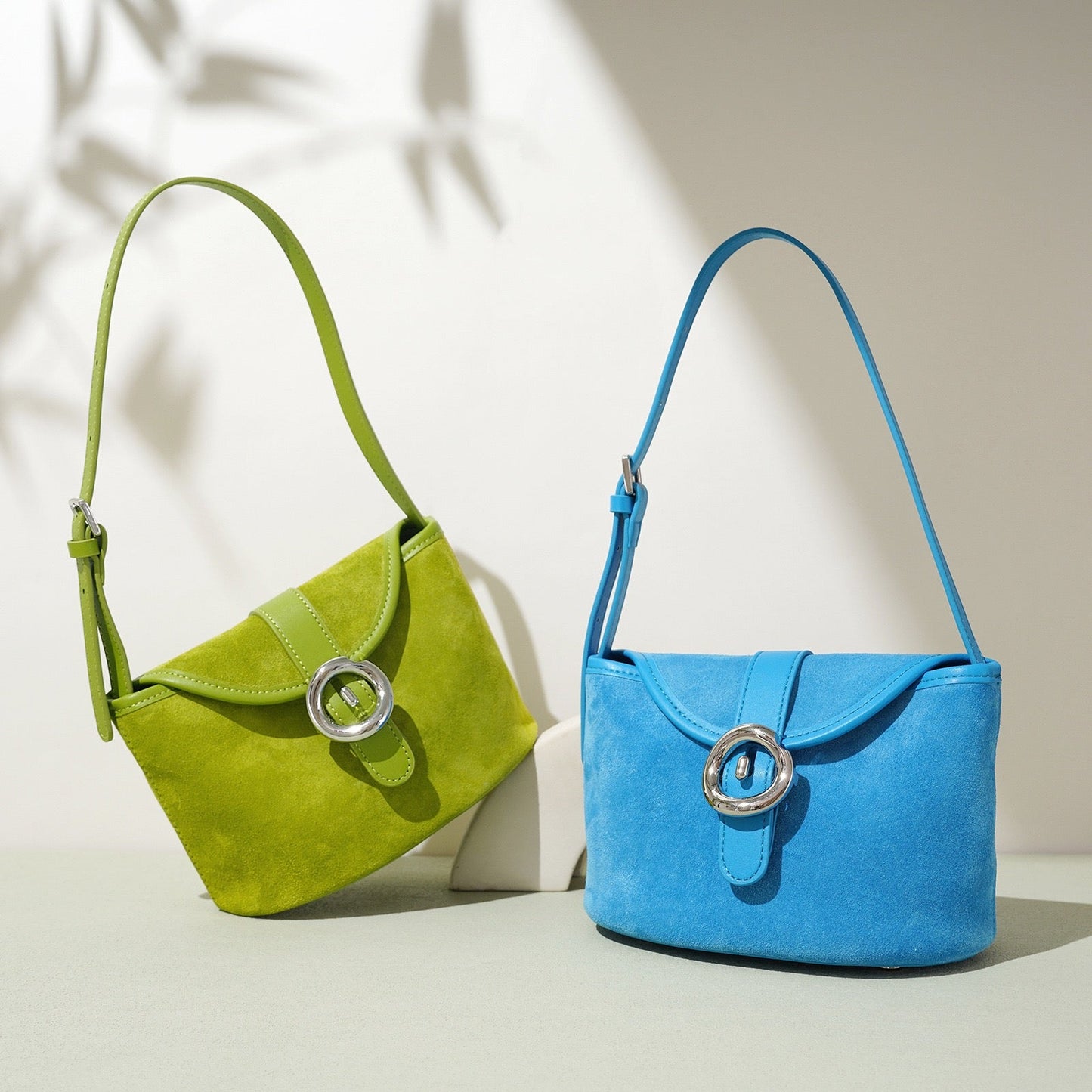 Women's Genuine Leather Colorblock Saddle Crossbody Bag