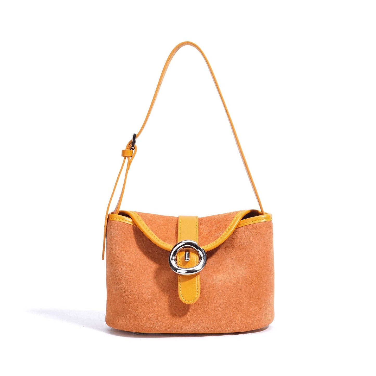 Women's Genuine Leather Colorblock Saddle Crossbody Bag