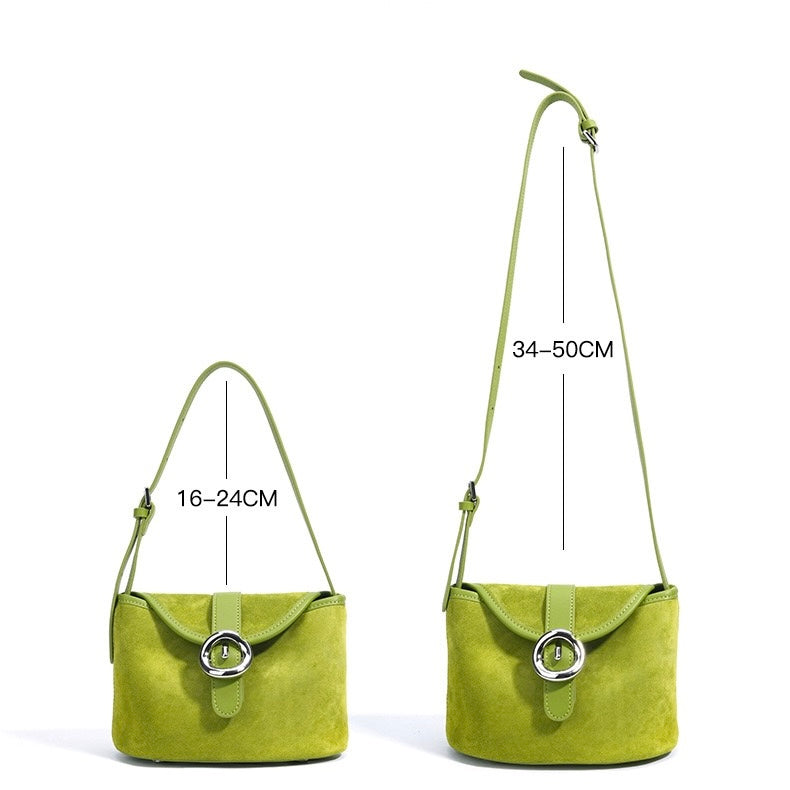 Women's Genuine Leather Colorblock Saddle Crossbody Bag
