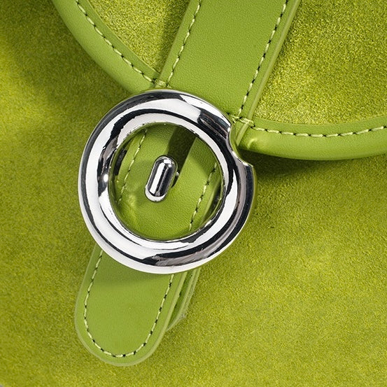 Women's Genuine Leather Colorblock Saddle Crossbody Bag