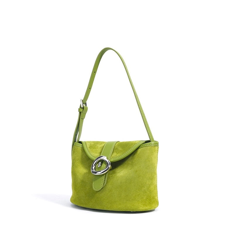 Women's Genuine Leather Colorblock Saddle Crossbody Bag
