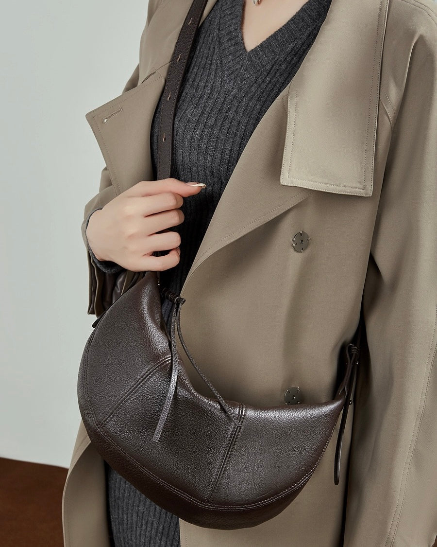 Women's Textured Cowhide Crescent Hobo Crossbody Bag